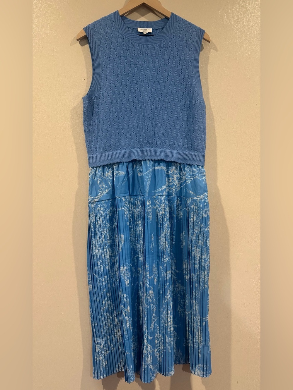 Current Air Blue Sleeveless Knit Top & Pleated Floral Skirt Dress